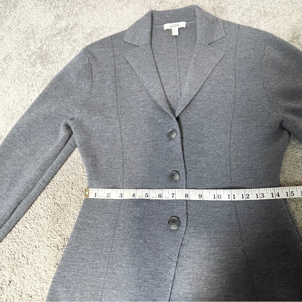 COS Women's Gray Knitted Waisted Blazer 100% Wool Size Small - Picture 12 of 14